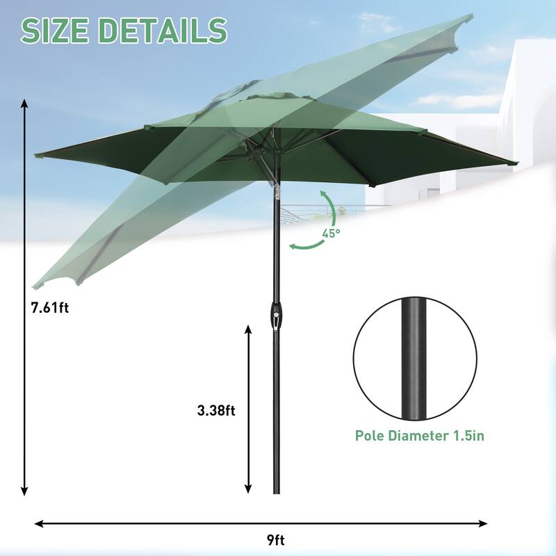Ainfox 9ft Outdoor Patio Umbrella Without Base for Garden, Patio, Swimming Pool