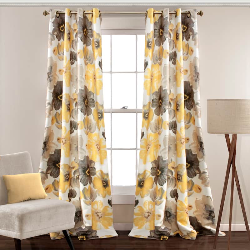 Lush Decor Leah Room Darkening Curtain Panel Pair - 52"W x 120"L - Yellow