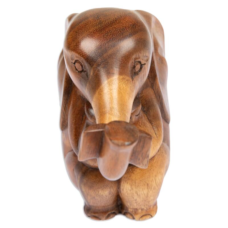 Novica Handmade Bookworm Elephant Wood Sculpture