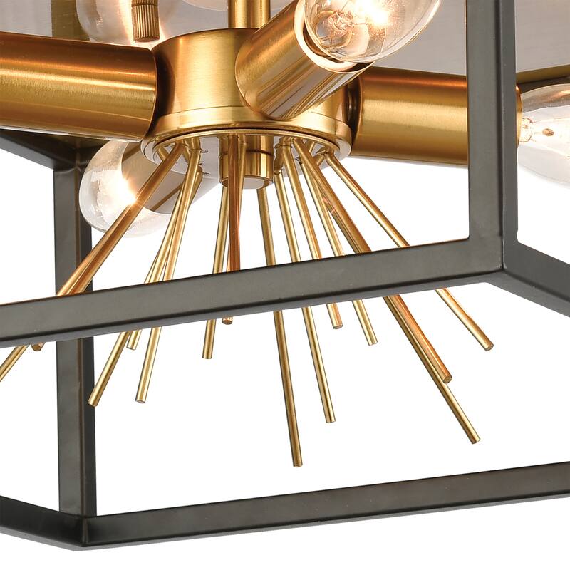 Elk Home Spark Matte Black With Clear Glass 4 Light Flush Mount