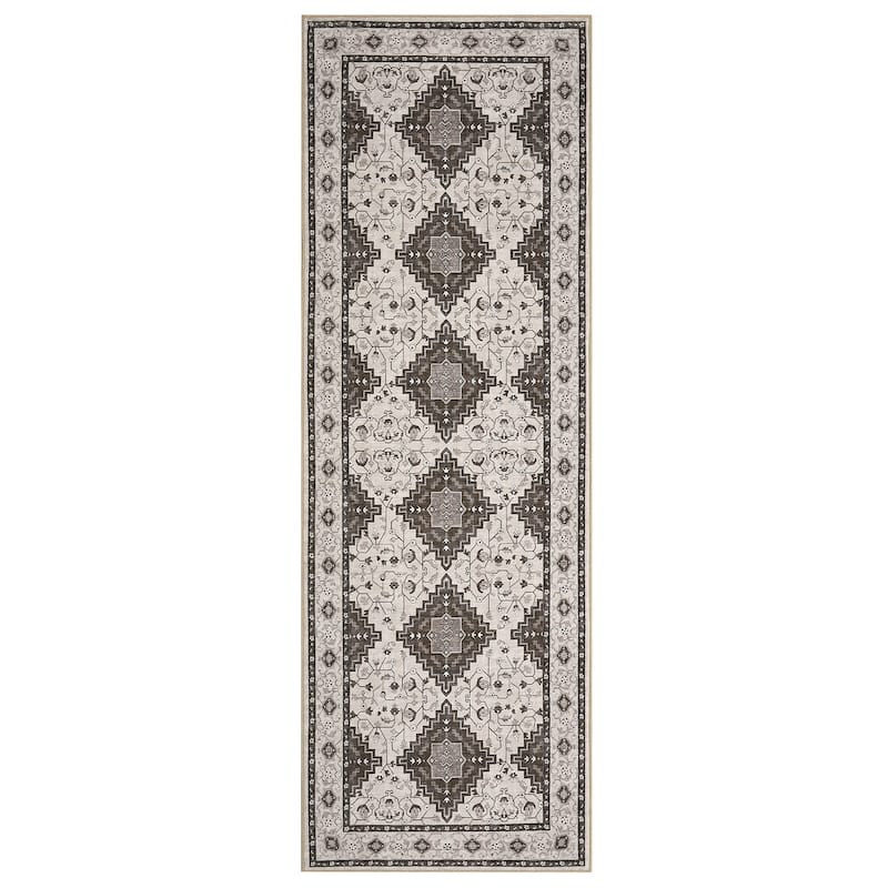 Washable Area Rug Vintage Boho Rug Low Pile Non-Slip Area Rugs Soft Foldable Indoor Carpet