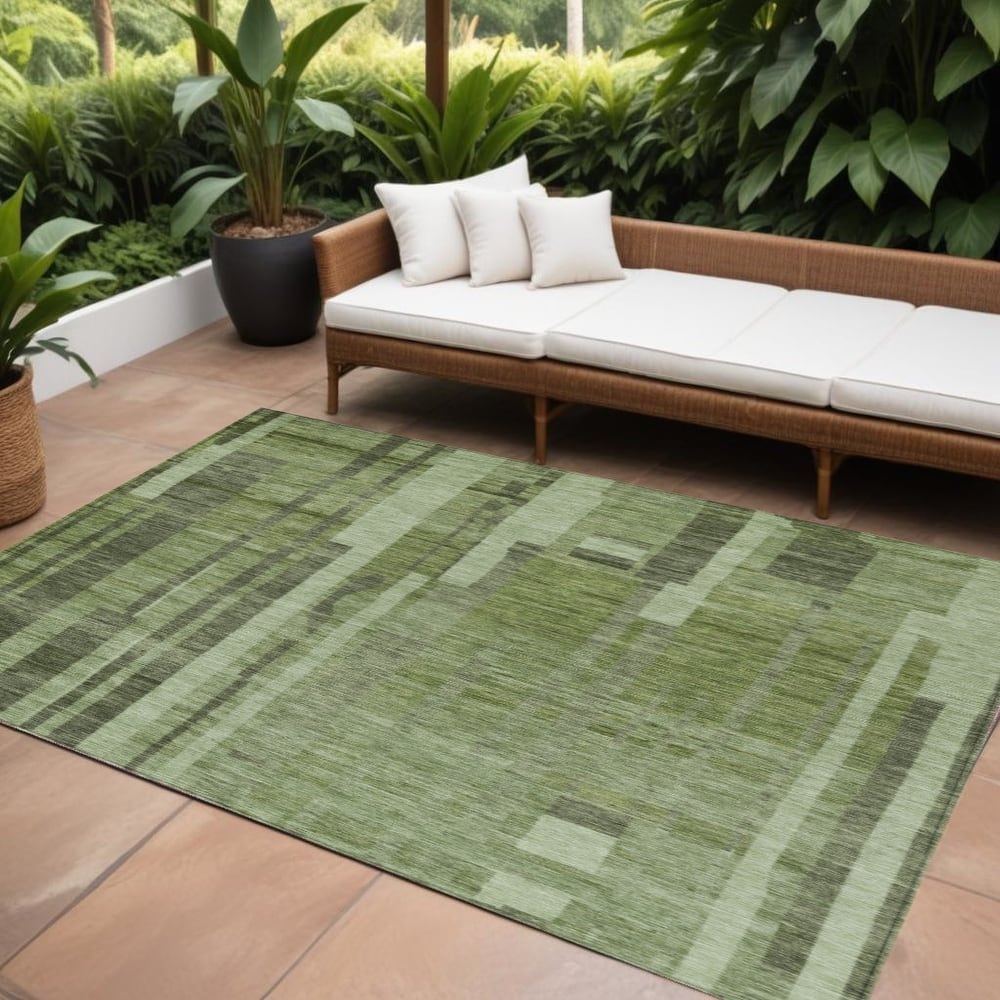 HomeRoots Striped Transitional Rectangle Outdoor Rug