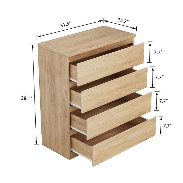 dimension image slide 2 of 3, 4-Drawer Vanity Desk, Handleless Design, Suitable for Bedroom and Living Room