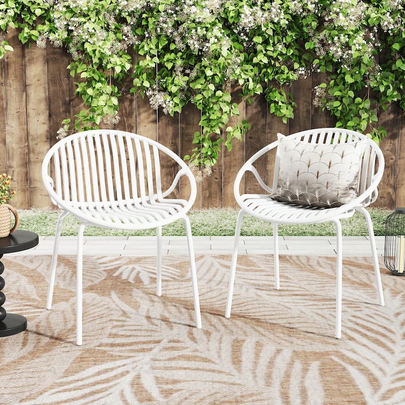 Patio Dining Chairs Stackable Chairs(Set of 2)