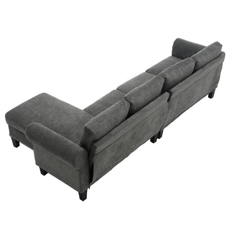 Convertible Sectional Sofa with Storage Ottoman, L-Shaped Couch, Beige, Modern Design