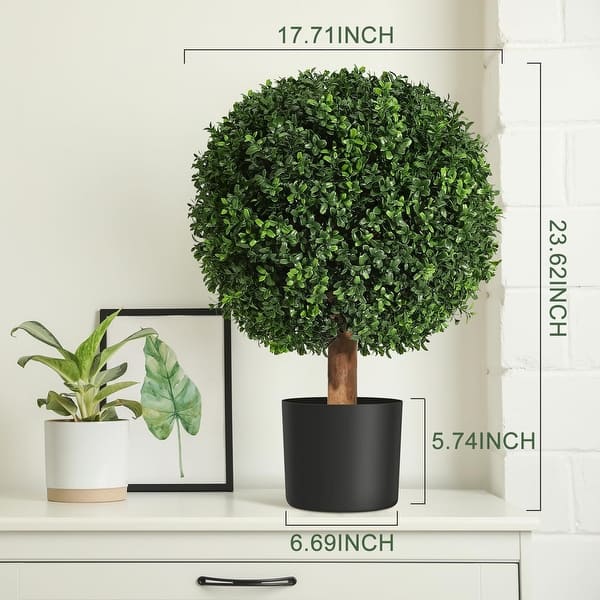 24 Inch Artificial Topiary Boxwood Ball Trees Set of 2 - 24"_2pack ...