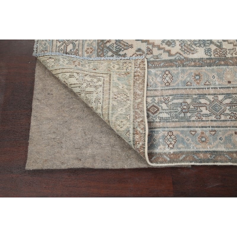 Distressed Geometric Hamedan Persian Area Rug Wool Handmade Carpet - 6'8" x 9'11"