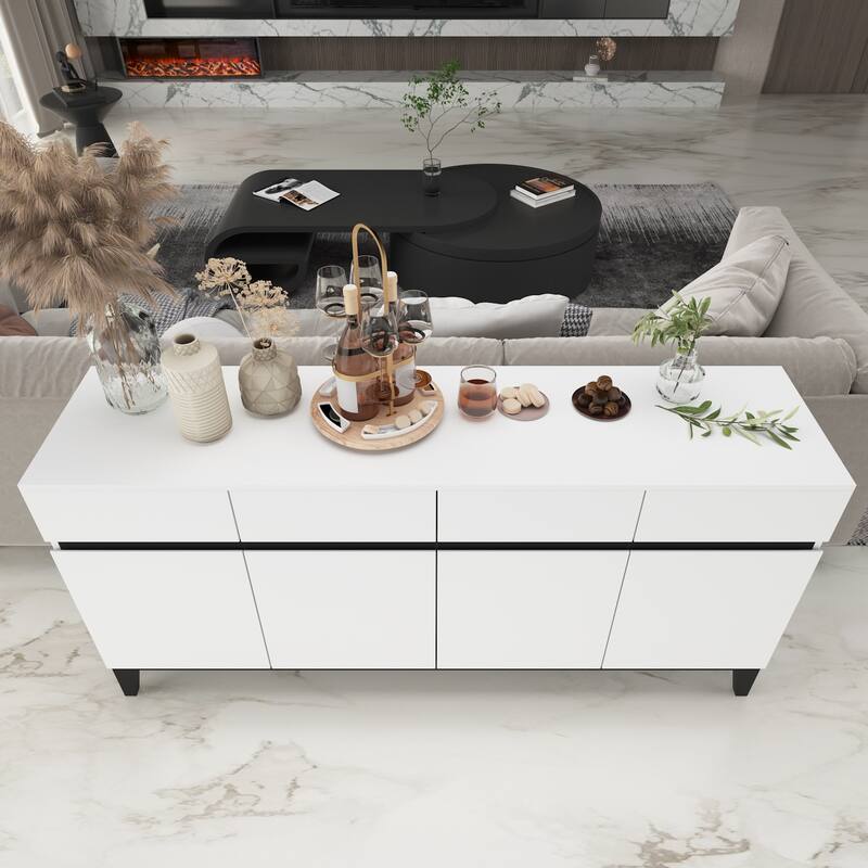 63''W 4 Drawer Sideboard Large Storage Cabinet Buffet Chest Dresser