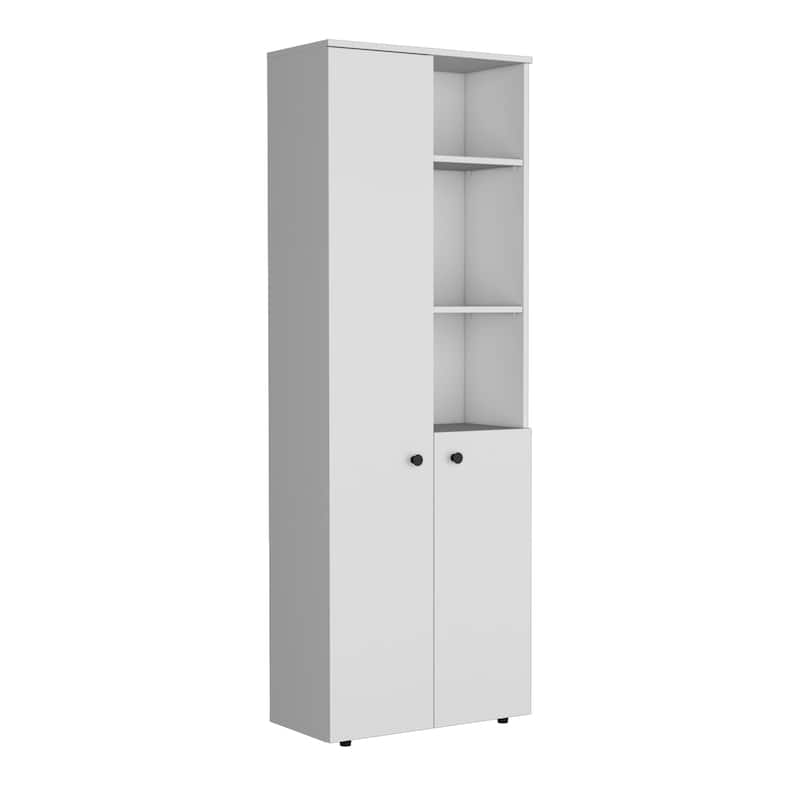 67-Inch High Storage Cabinet Kitchen Pantry With Three Doors and Three Exterior Shelves