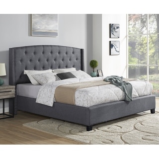 Roundhill Furniture Nantarre Tufted Wingback Upholstered Bed With ...