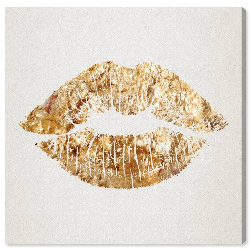 Wynwood Studio Canvas Fashion and Glam Solid Kiss Square - CUSTOM Gold and Gold Modern & Contemporary Wall Art Canvas Print
