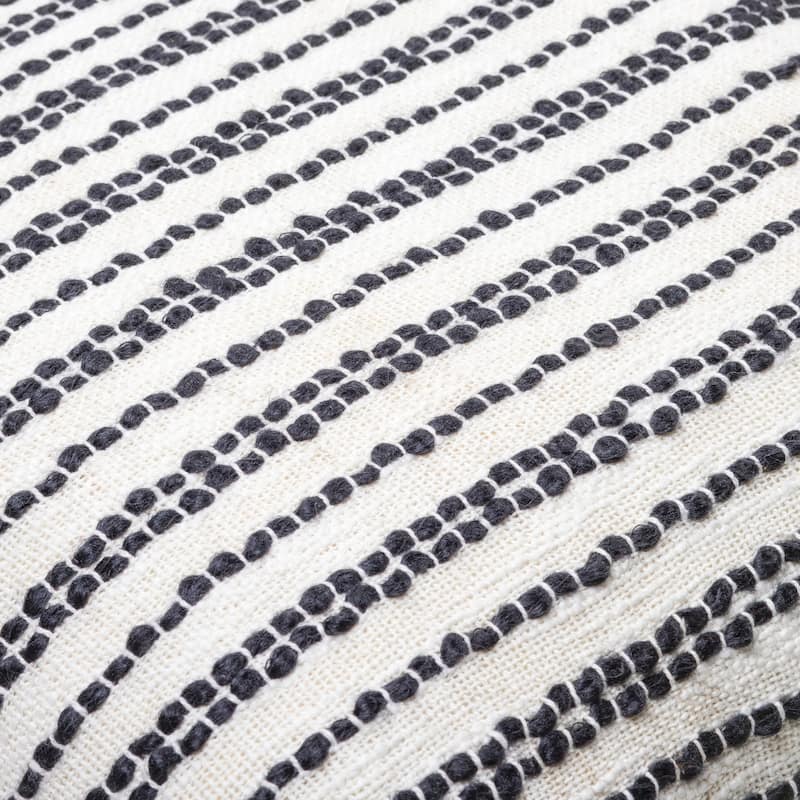 Montoya Embroidered Stripe Coastal Throw Pillow