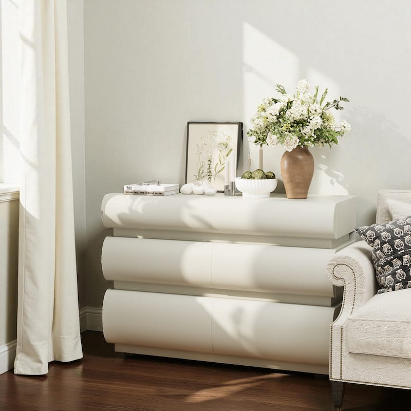 Modern 6-Drawer Dresser for Bedroom Handleless Chest Wide Storage Cabinet Minimalist MDF Drawer Organizer