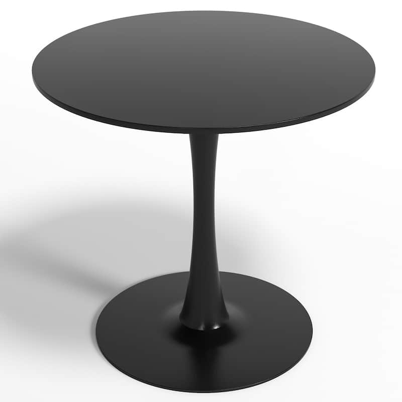 Mid-Century Modern Round Kitchen or Dining Table with Steel Pedestal Base for Dining Room - 31.5"