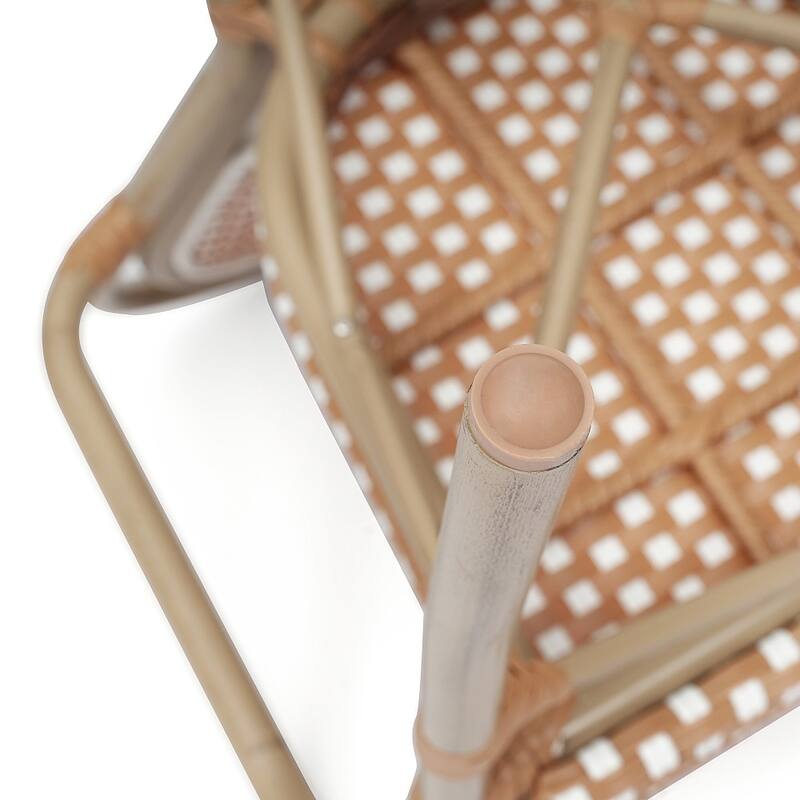 2 Pack All-Weather Commercial Paris Chairs with Arms and metal Frames