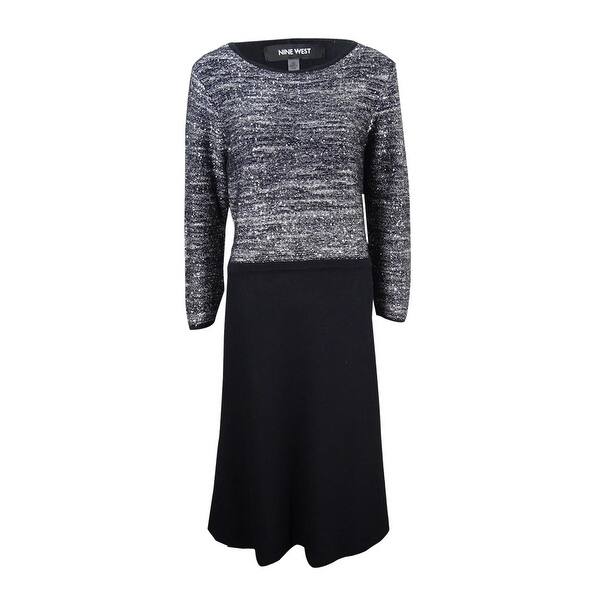 Shop Nine West Women S Sequined Marled A Line Sweater Dress