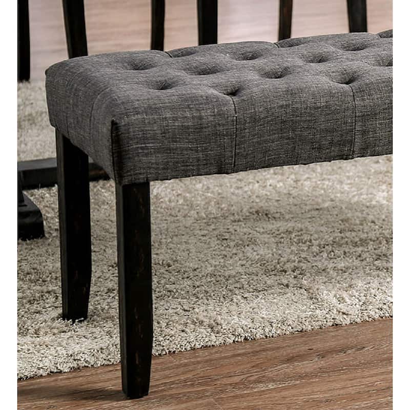 Fabric and Wood Dining Bench