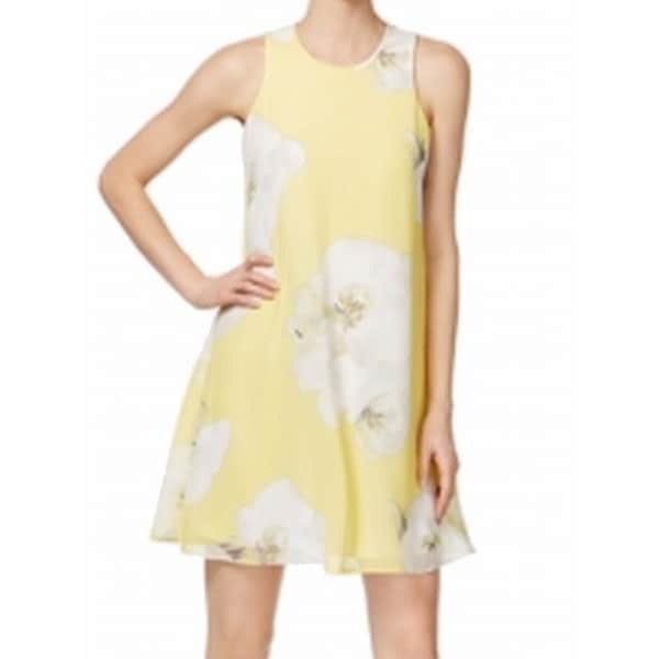 calvin klein yellow floral dress