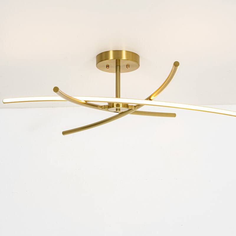 1-Light Cross-Arc Tube LED Flush Mount Ceiling Light with Warm 3000K Light for Living Room