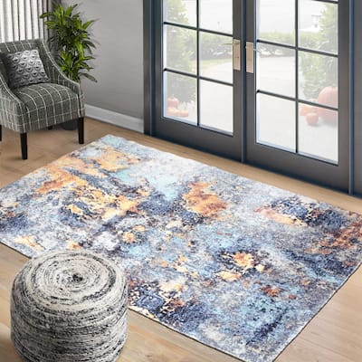 Hand Woven Victoria Micro Printed Polyester Traditional Oriental Area Rug