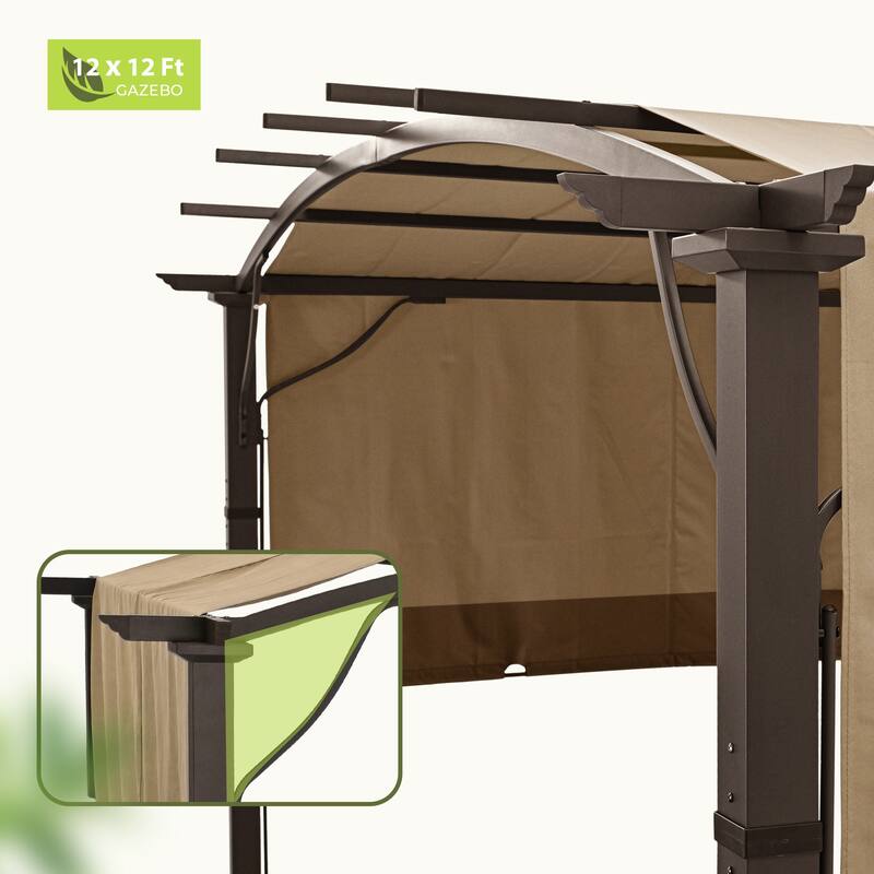 Aluminum Outdoor Pergola with Slightly Arched Canopy and Retractable Shade