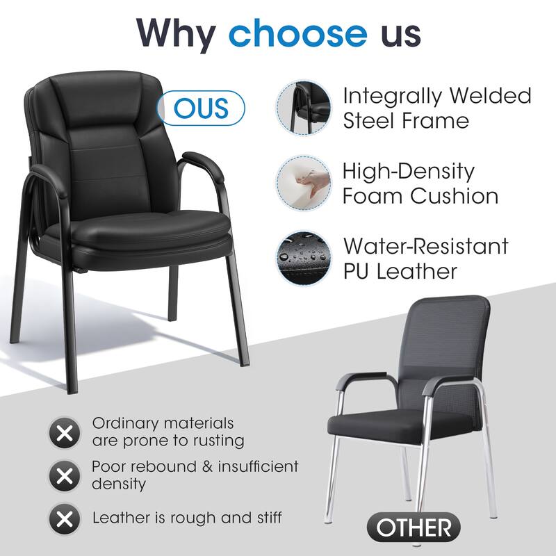 Ergonomic Visitor Chair PU Leather Armrest Steel Frame with Sponge Cushion