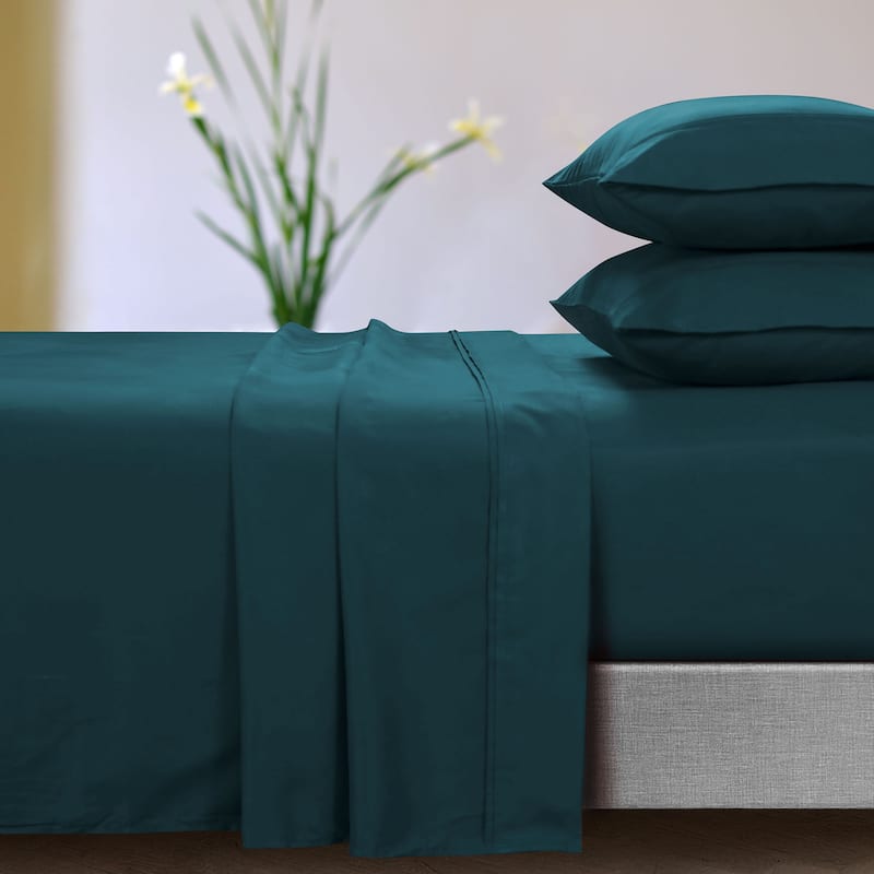 Super Soft Extra Deep Pocket Bed Sheet Set with Oversize Flat - Full - Peacock
