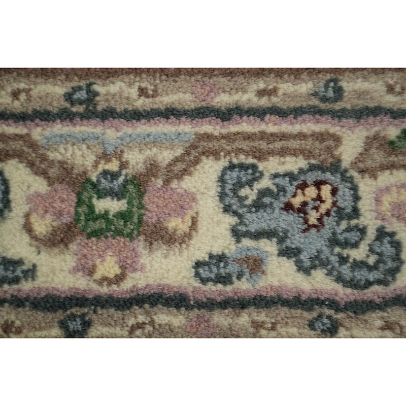 Hand Knotted Oriental 100% Wool Carpet Traditional All-Over Navy Blue & Blues Kashan Runner Rug - 10' 2'' X 2' 6''