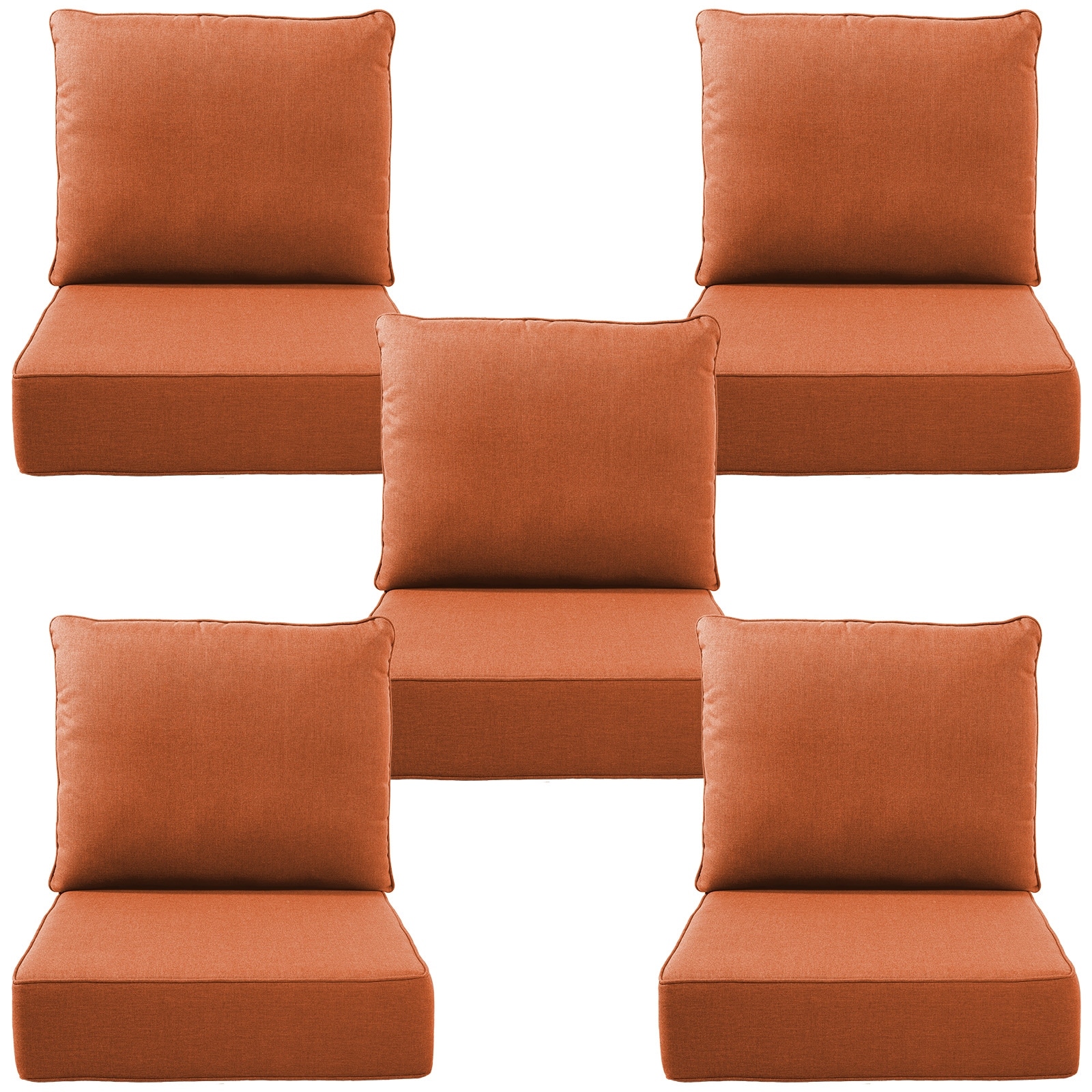 Gymojoy 24"x22"x6" Patio Thick Cushions & Pillows Set - Deep Seat Indoor/Outdoor Water & Fade Resistant