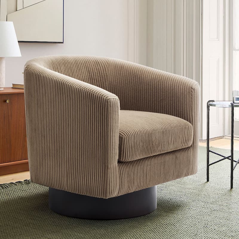 Modern Upholstered Barrel Chair Swivel Accent Chair for Living Room