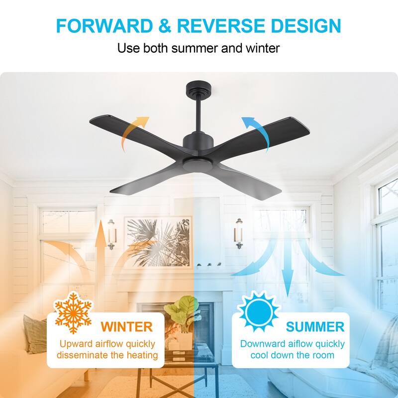 MLiAN 48" DC Motor Indoor Ceiling Fan, 4 Solid Wood Blades...