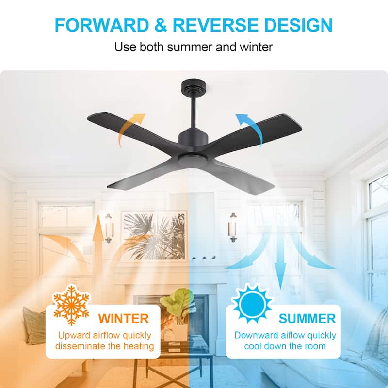 MLiAN 54 inch 4 Soild Wood Blades Indoor Ceiling Fan with Remote - 54 inch