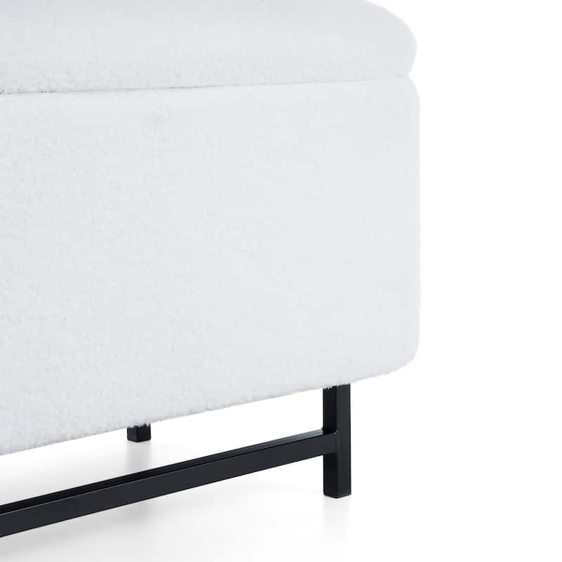 Modern 57" Flip-Top Storage Ottoman Bench with Metal Legs