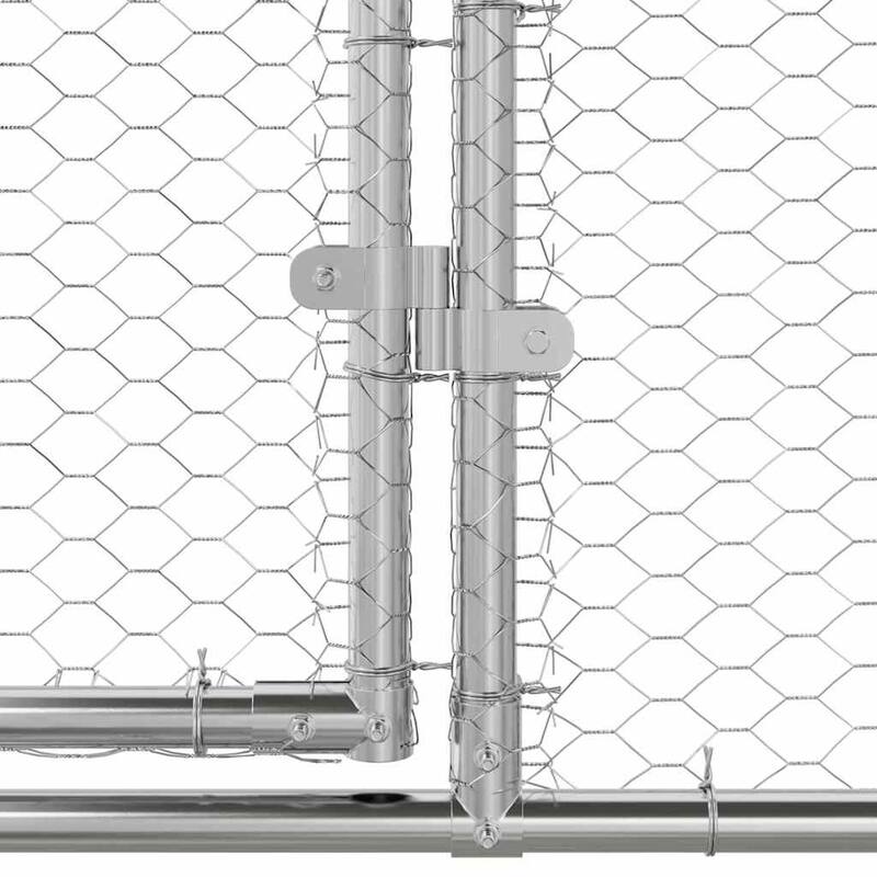 vidaXL Chicken Cage Silver 6.56 x 6.56 x 6.56 ft Galvanised Steel - 78.74 x 78.74 x 78.74 in