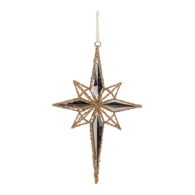Tinsel Star Christmas Ornament - 6.25" - Gold