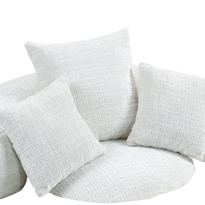 Chenille High Back Lazy Sofa with 3 Pillows and Oversized Bean Bag Chair