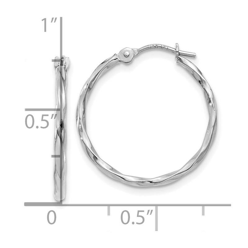Curata 10k White Gold Polished Twisted Hoop Earrings - 18.9x19.2mm