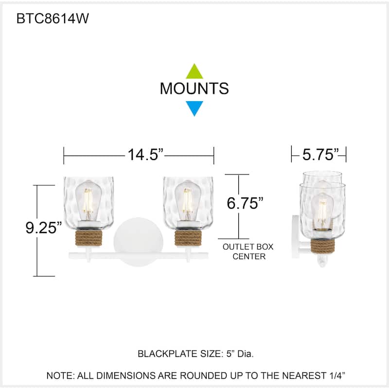 Baltic 2-Light Matte White Bath Light