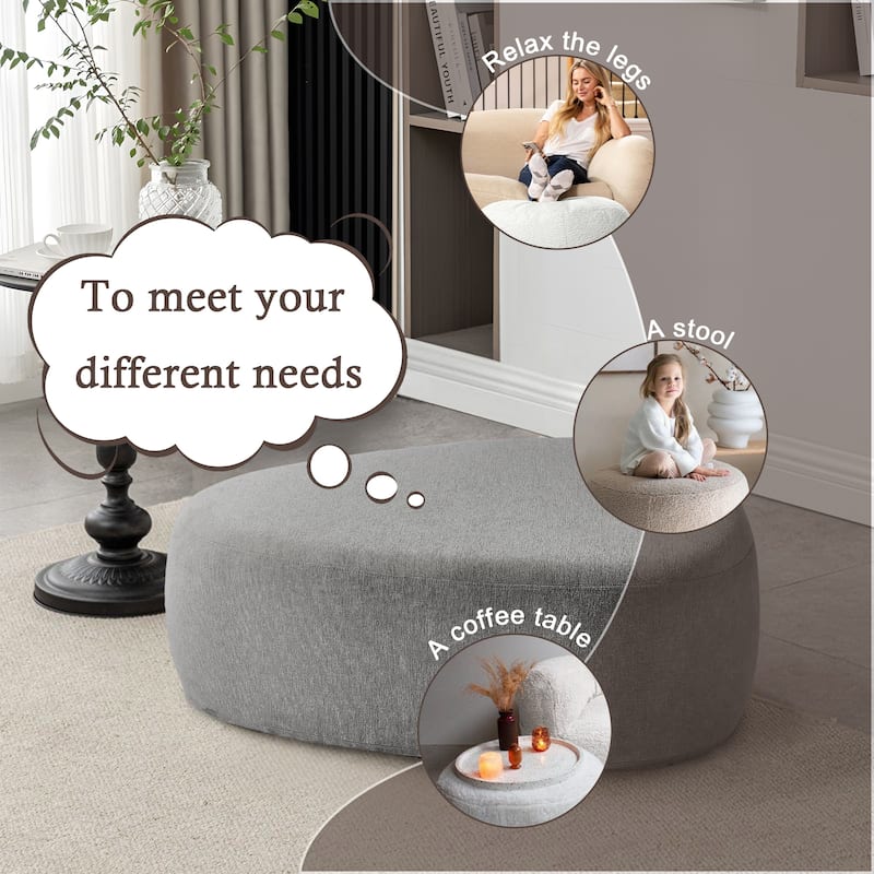 Leon 43" W Modern Oversized Chenille Triangular Cheese Ottoman