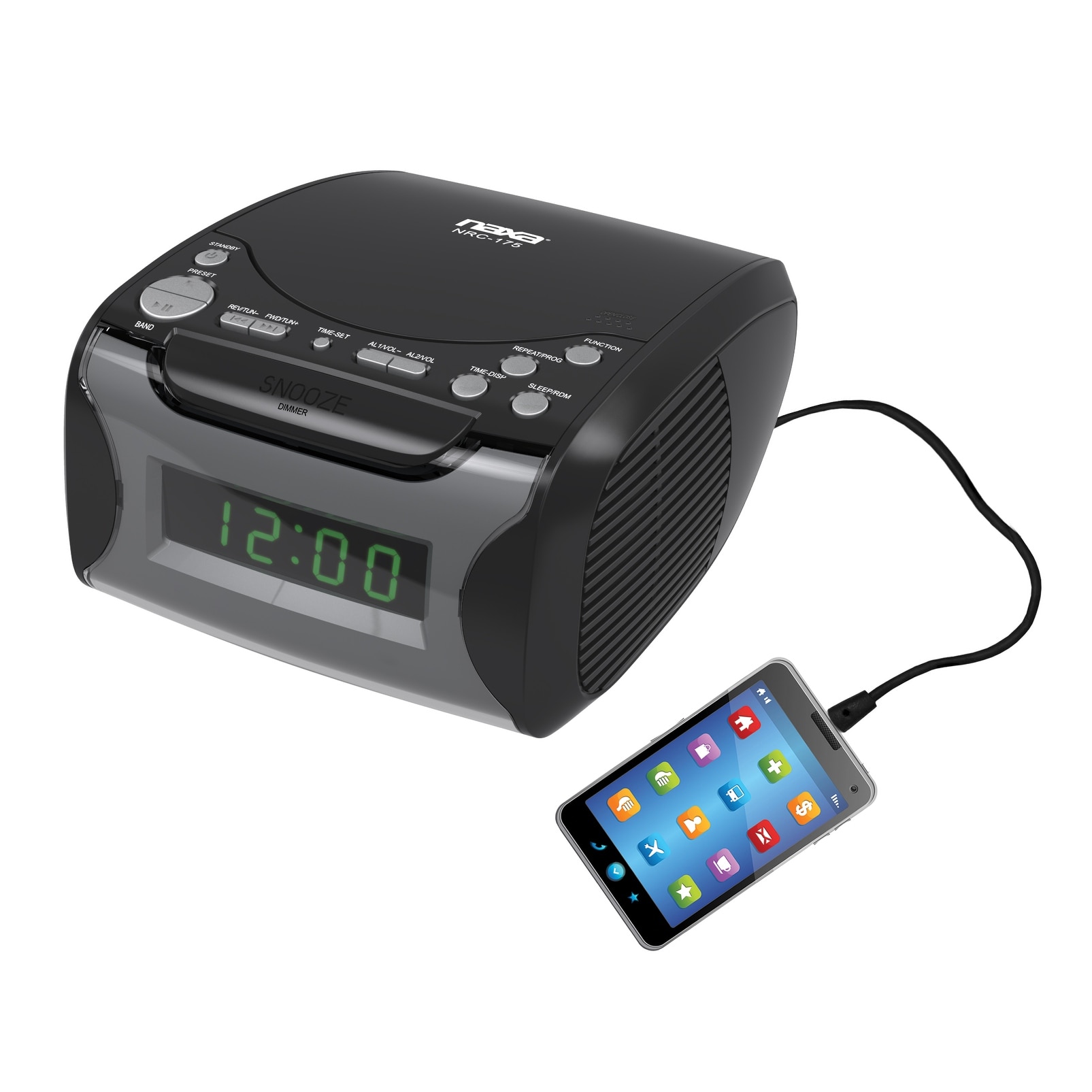 Dual Alarm Clock Radio with CD Player and USB Char...