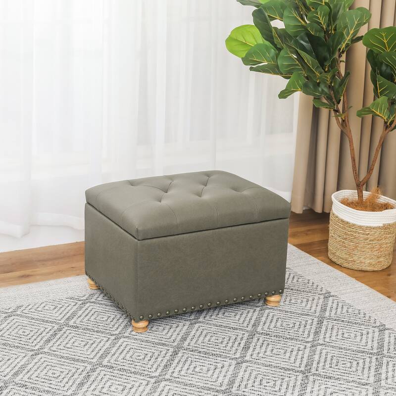 Adeco High End, Classy, Tufted Storage Bench, Ottoman Footstool
