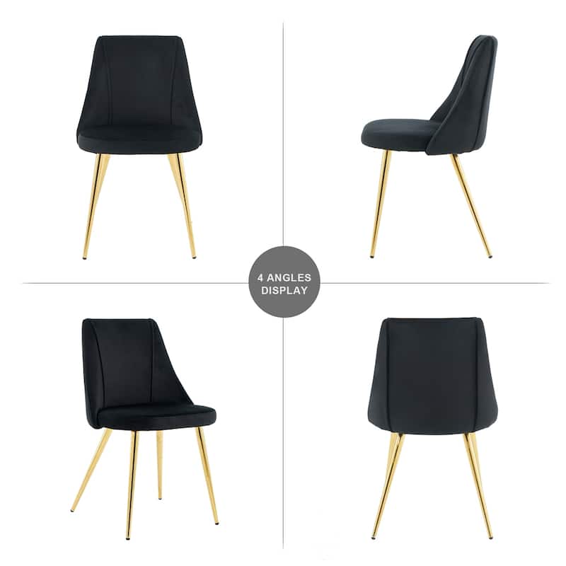 Modern Light Luxury Velvet Dining Chair with Metal Legs(Set of 4)