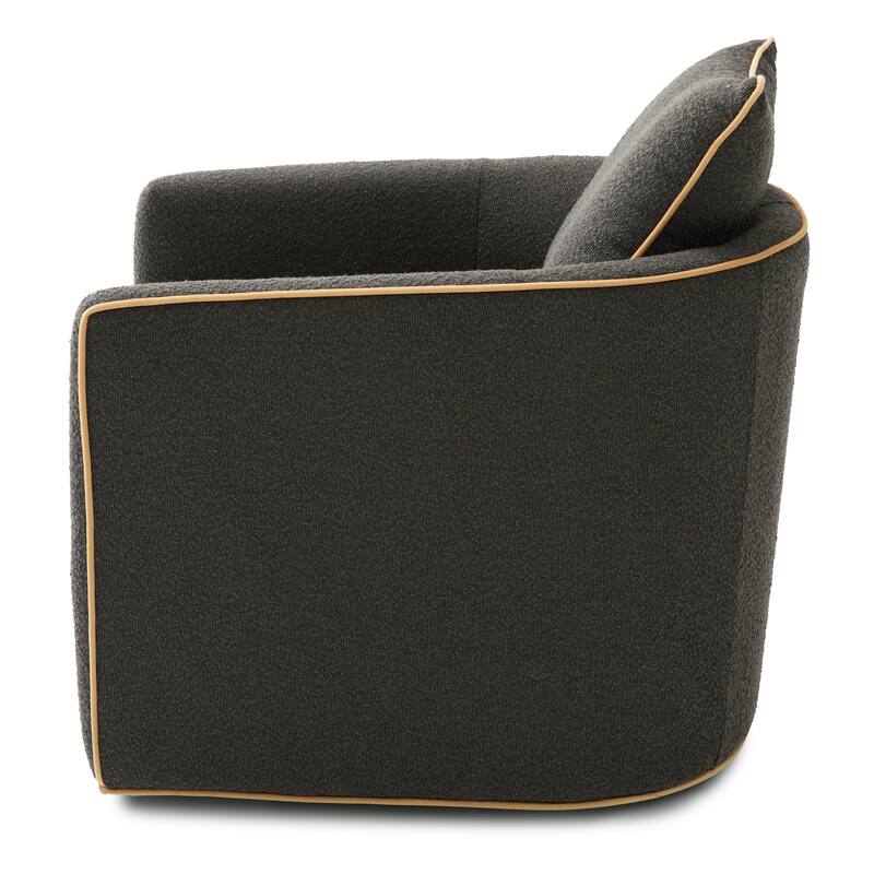 Roomfitters Round Swivel Accent Chair with Curved Backrest, Boucle Fabric Club Chair