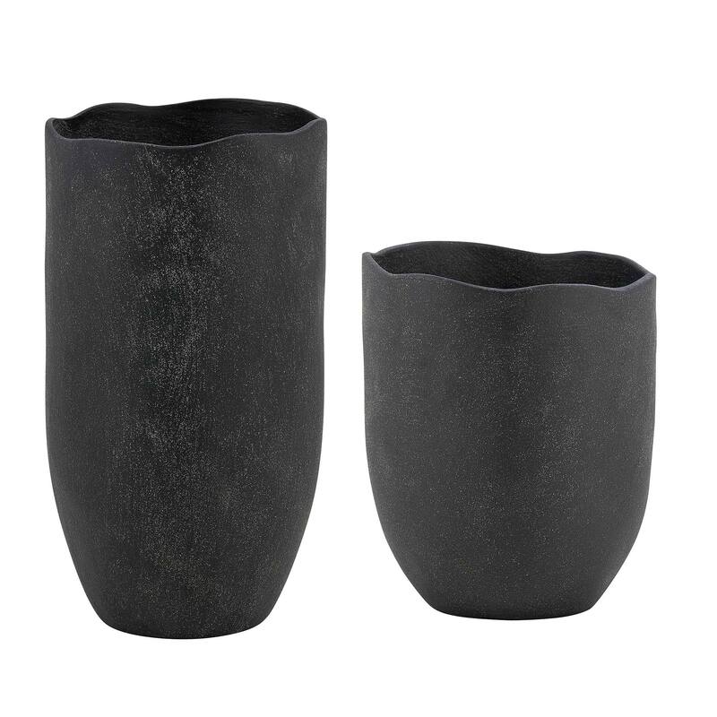 Uttermost Komorebi Indoor-Outdoor Black Vases (Set of 2)