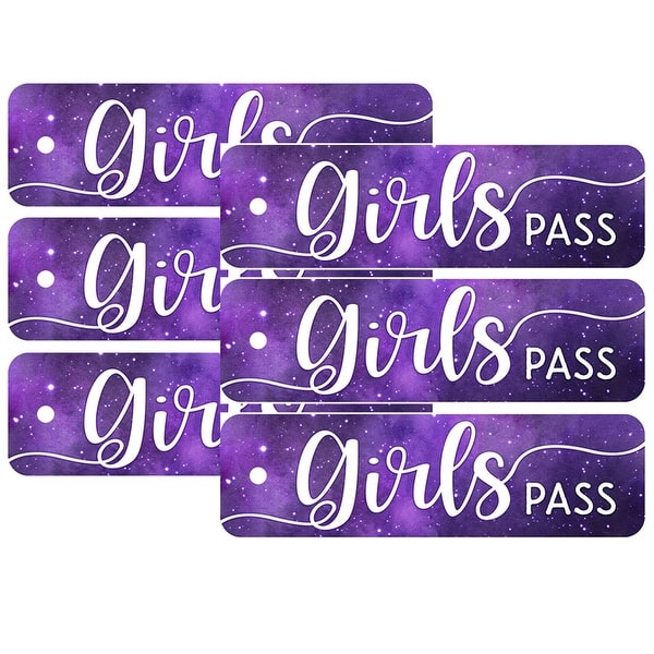 Plastic Hall Pass, Galaxy Script Girls, Pack of 6 Purple Bed Bath