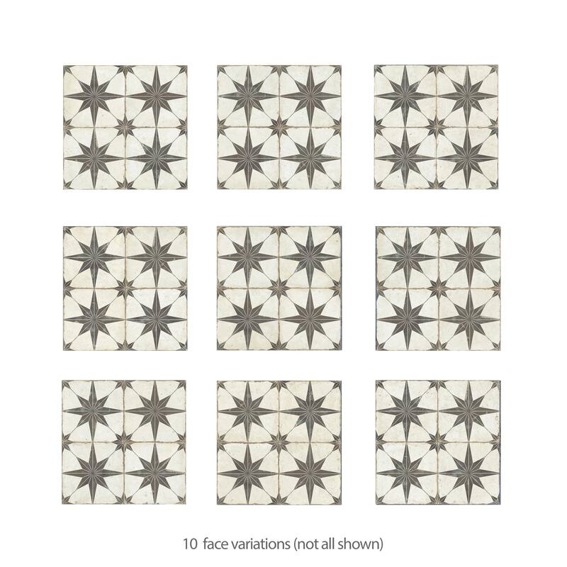 Merola Tile Kings Star Supernova Nero 17-3/4" x 17-3/4" Porcelain Floor and Wall Tile
