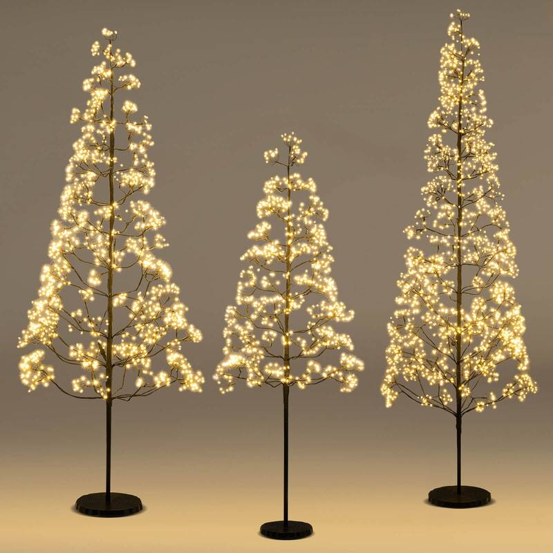 Costway 5/6/7 FT Lighted Alpine Tree with 1500 White LED Lights,
