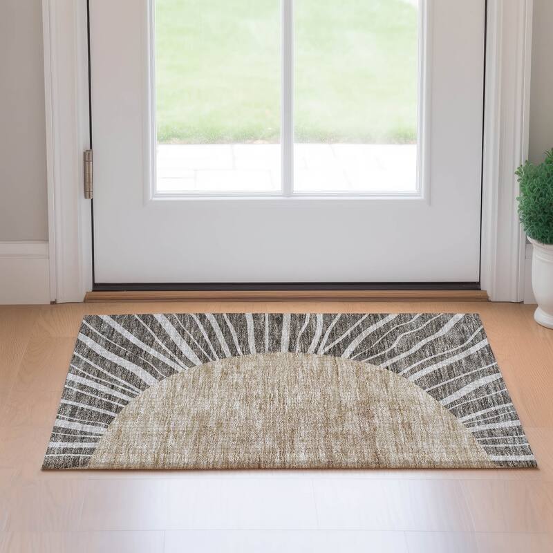 Premium Washable Super Soft Contemporary Rays Mayfield Rug - Chocolate - 1' 8" x 2' 6" - Rectangle