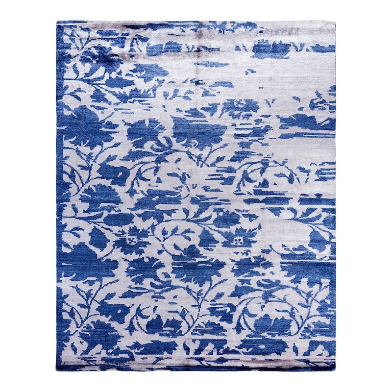 Modern One-of-a-Kind Hand-Knotted Area Rug, Gray - 8' 1" x 10' 1"