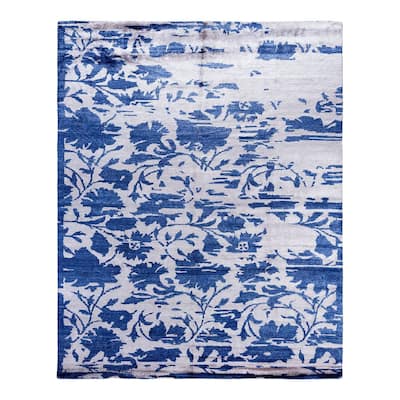 Modern One-of-a-Kind Hand-Knotted Area Rug, Gray - 8' 1" x 10' 1"